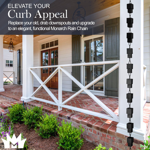 Aluminum Multi Cube Rain Chain Replacement Downspout for Gutters, Black Powder Coated